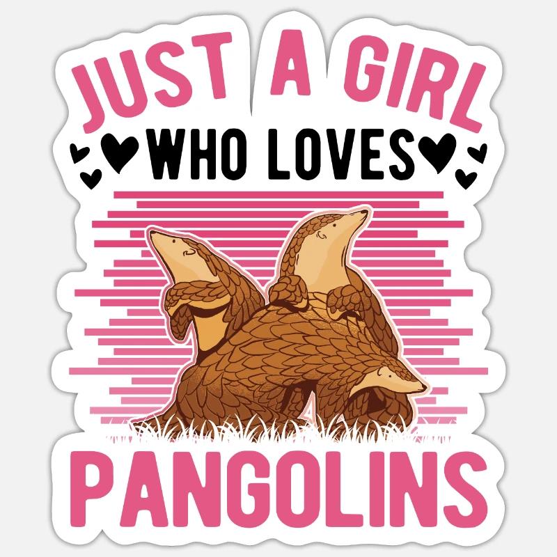 Pangolin Mädchen Schuppentier - Sticker Größe S (10 x 10 cm) - Mattweiß