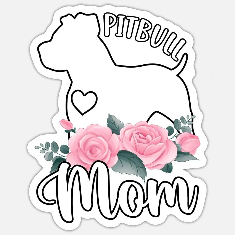 Maman Pitbull - Sticker taille S (10 x 10 cm) - blanc mat
