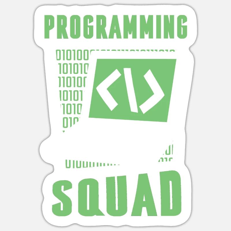Développeur logiciel Programming Squad - Sticker taille S (10 x 10 cm) - blanc mat