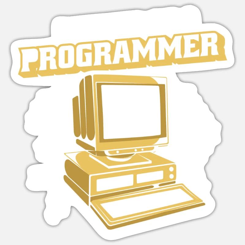 Né pour être un programmeur Développeur Coder - Sticker taille S (10 x 10 cm) - blanc mat