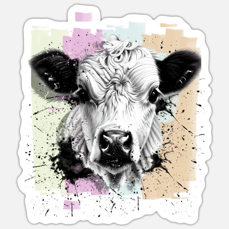 Kuh - Sticker Größe S (10 x 10 cm) - Mattweiß