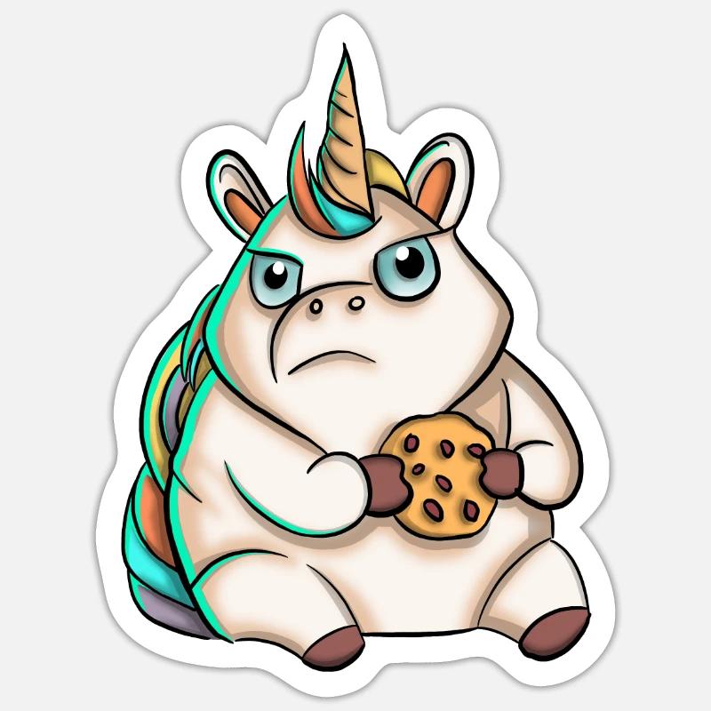 Einhorn Cookie - Sticker Größe S (10 x 10 cm) - Mattweiß