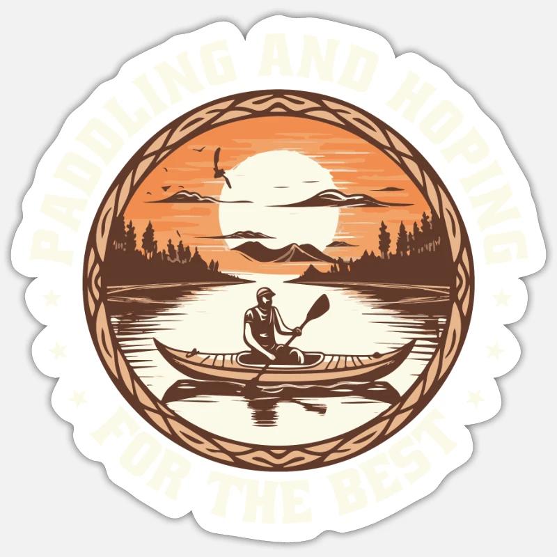 Canoa Canoa canadese Kayak Paddle-sperando - Sticker formato S (10 x 10 cm) - bianco opaco