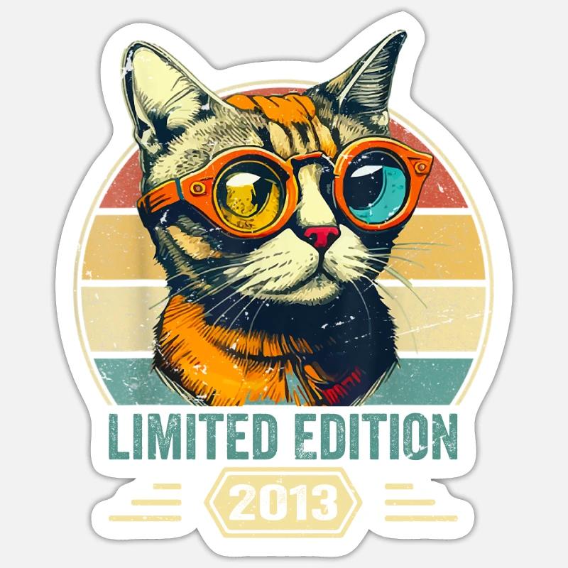Awesome since 2013 Katze Geburtstag Geschenk Sticker Größe S (10 x 10 cm)