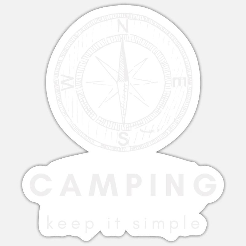 Camping Compass restez simple Sticker taille S (10 x 10 cm)