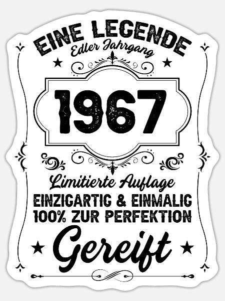 1967 Jahrgang Vintage Geburtstag Retro Geschenk - Sticker Größe S (10 x 10 cm) - Mattweiß