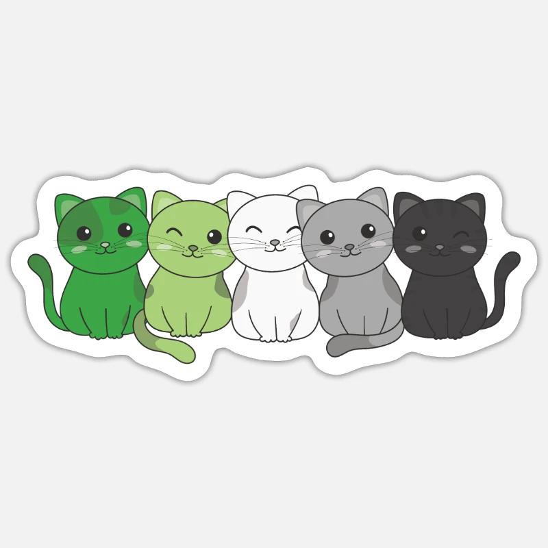 Aromantic Flag Non Binary Pride LGBTQ Cute Cat Sticker size S (10 x 10 cm)