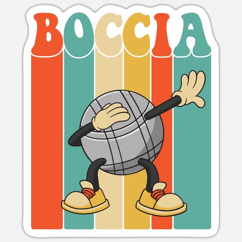 Giocatore di bocce che tampona la palla di bocce con le bocce - Sticker formato S (10 x 10 cm) - bianco opaco