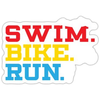 Triathlon Athlet Triathlet Schwimmen Radfahren Laufen - Sticker Größe S (10 x 10 cm) - Mattweiß - Vorne
