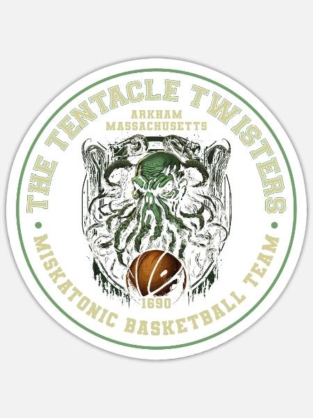 Cthulhu Miskatonic Basketball Team, Cosmic Horror - Sticker Größe S (10 x 10 cm) - Mattweiß