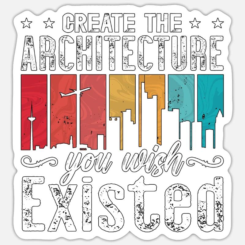 Create The Architecture Retro Builder Architecture Sticker Größe S (10 x 10 cm)