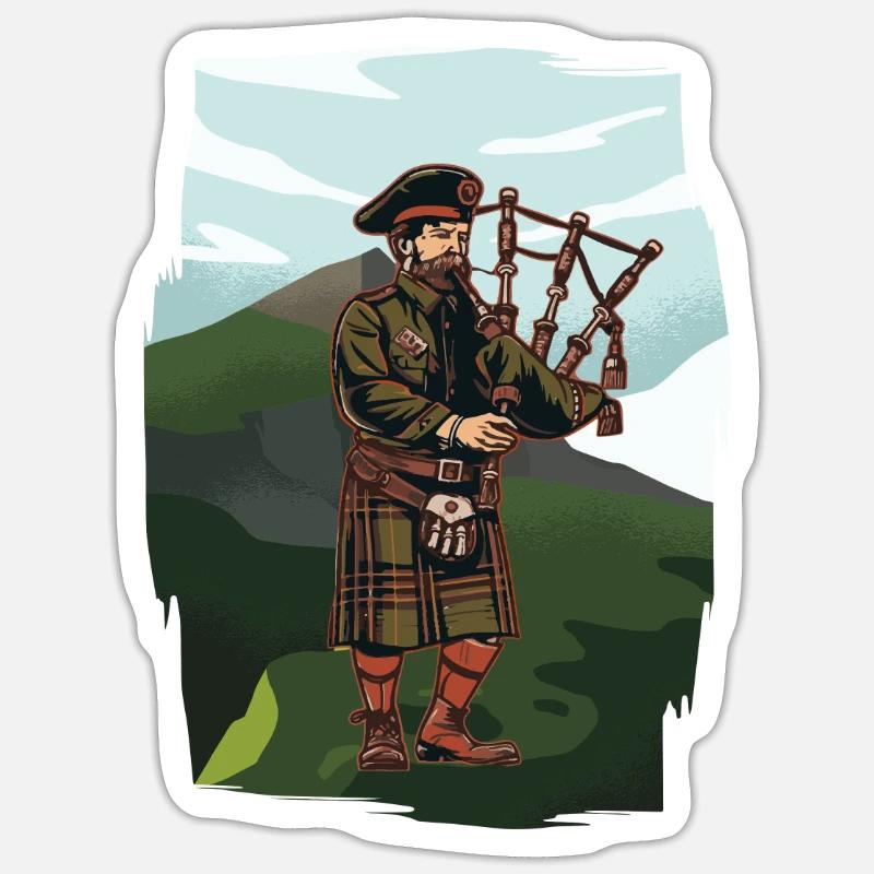 Cornemuse des Highlands écossais cornemuse Sticker taille S (10 x 10 cm)