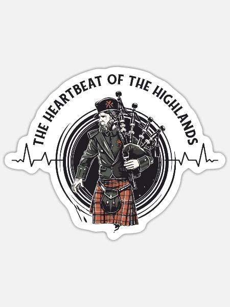 Dudelsackspieler schottischer Bagpipe-Herzschlag - Sticker Größe S (10 x 10 cm) - Mattweiß