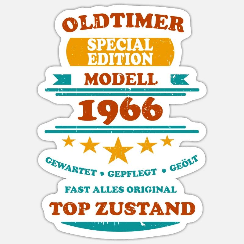 Oldtimer Retro 1966 - Sticker Größe S (10 x 10 cm) - Mattweiß
