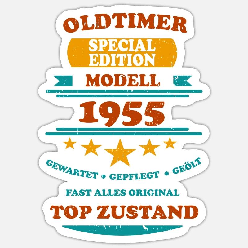 Oldtimer Retro 1955 - Sticker Größe S (10 x 10 cm) - Mattweiß