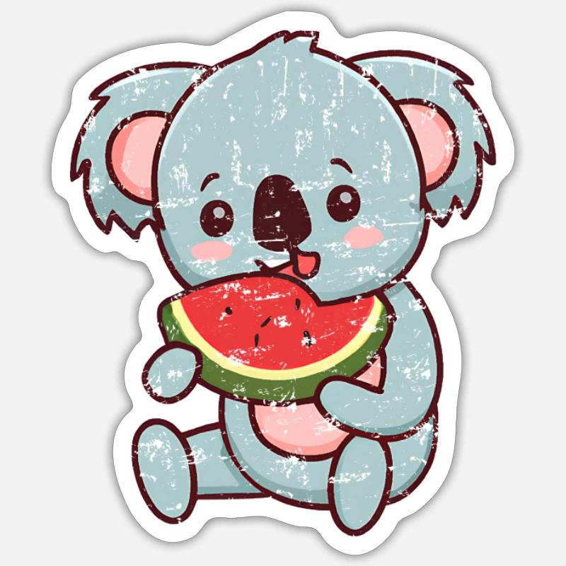 Kawaii koala eats watermelon - Sticker size S (10 x 10 cm) - white matte