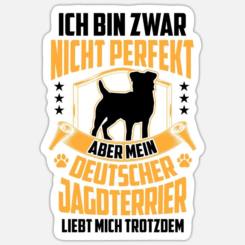 Deutscher Jagdterrier ist nicht perfekt - Sticker Größe S (10 x 10 cm) - Mattweiß