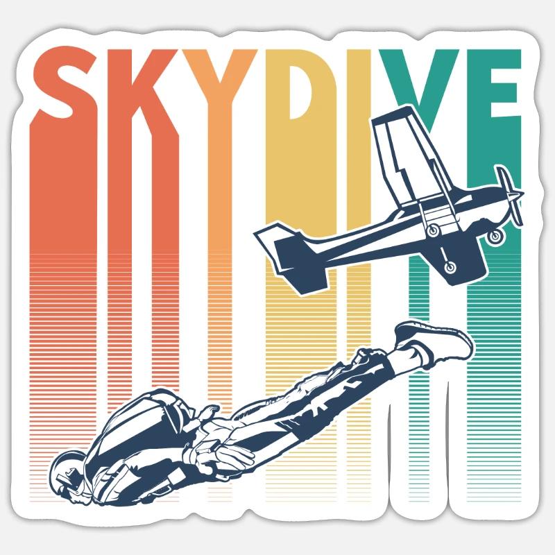 Parachutisme Parachutisme Rétro Vintage - Sticker taille S (10 x 10 cm) - blanc mat