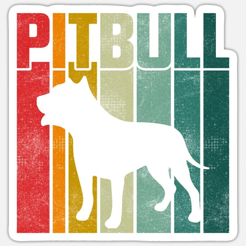 Pitbull Rétro - Sticker taille S (10 x 10 cm) - blanc mat