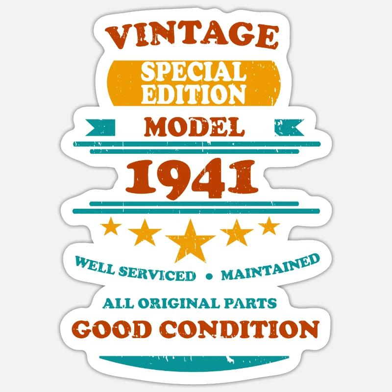 Vintage Retro 1941 - Sticker Größe S (10 x 10 cm) - Mattweiß