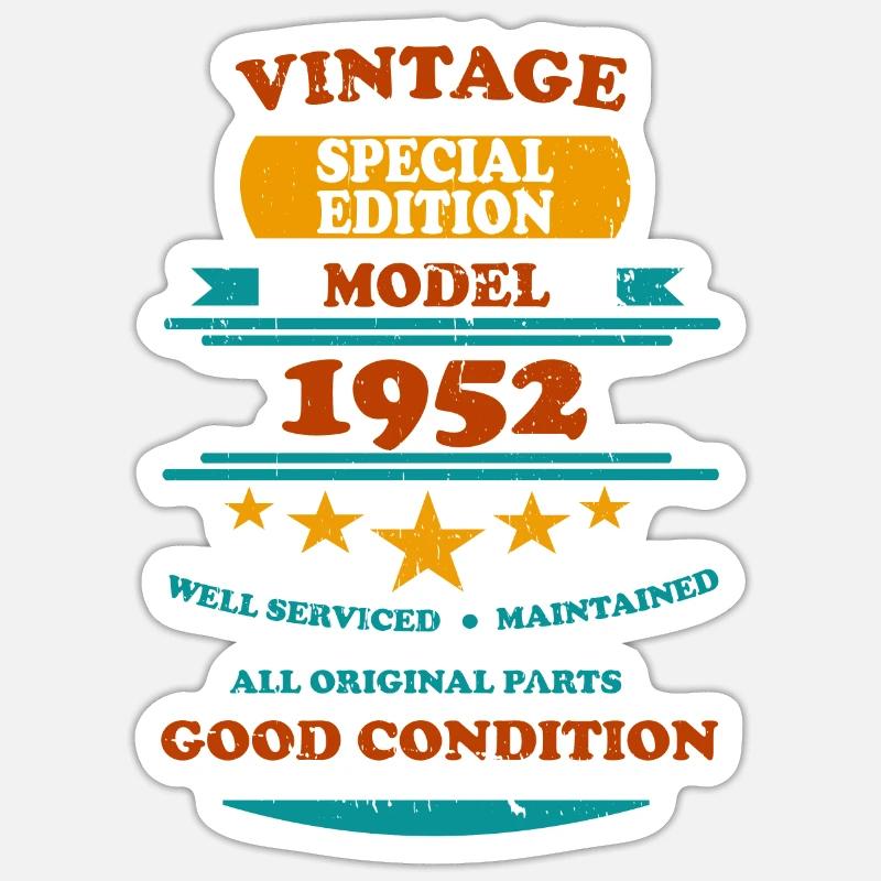 Millésime Rétro 1952 - Sticker taille S (10 x 10 cm) - blanc mat