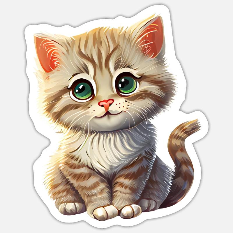Cadeau chaton chat - Sticker taille S (10 x 10 cm) - blanc mat