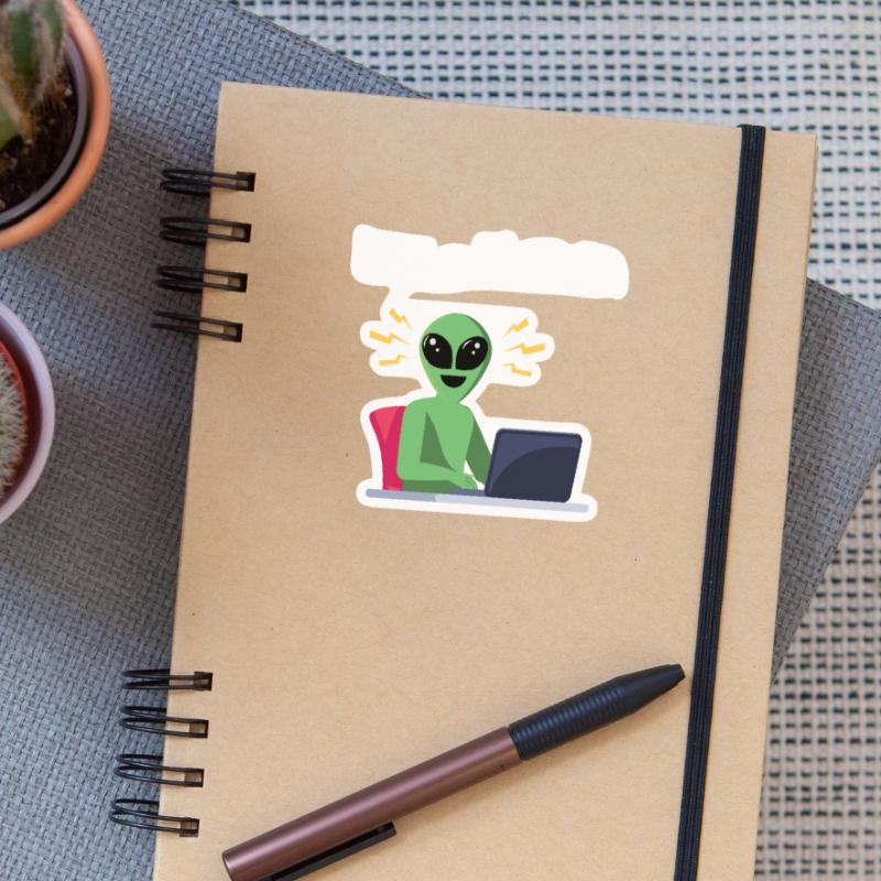 ITalien Alien Informatiker Hacker Coder Sticker taille S (10 x 10 cm)