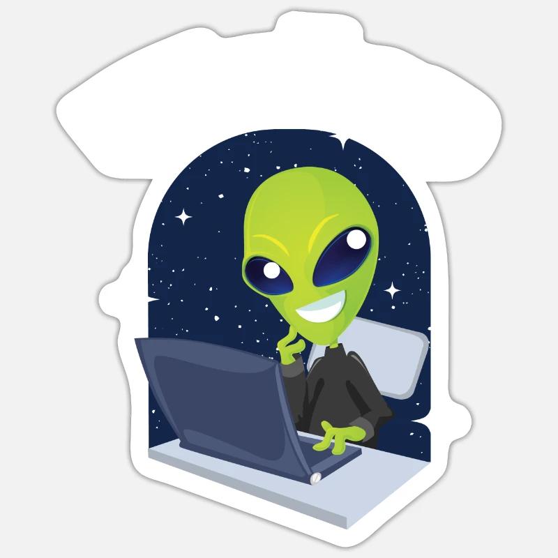 ITalien Alien Informatiker Hacker Coder Sticker size S (10 x 10 cm)