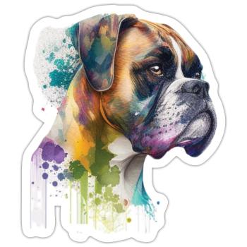 German Boxer Dog Watercolor Design - Sticker size S (10 x 10 cm) - white matte - Front