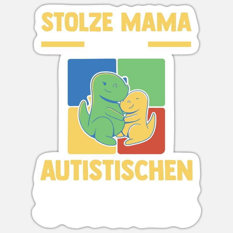 Mama Mutter Sohn Autismus Autist Autisten - Sticker Größe S (10 x 10 cm) - Mattweiß