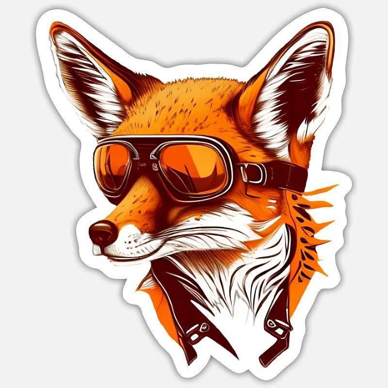 Fuchs mit Fliegerbrille Sticker Größe S (10 x 10 cm)