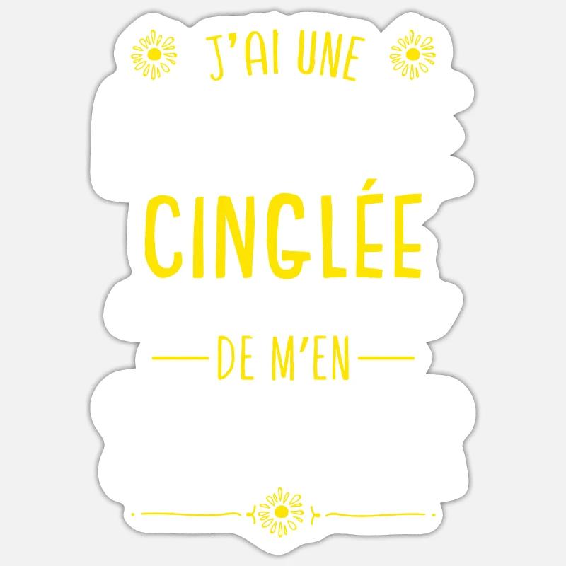 J'Ai Une Mamie Cinglée - Sticker taille S (10 x 10 cm) - blanc mat