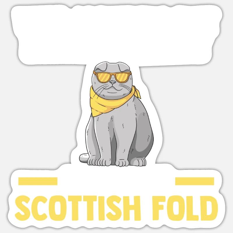 Scottish Fold Katze - Sticker Größe S (10 x 10 cm) - Mattweiß