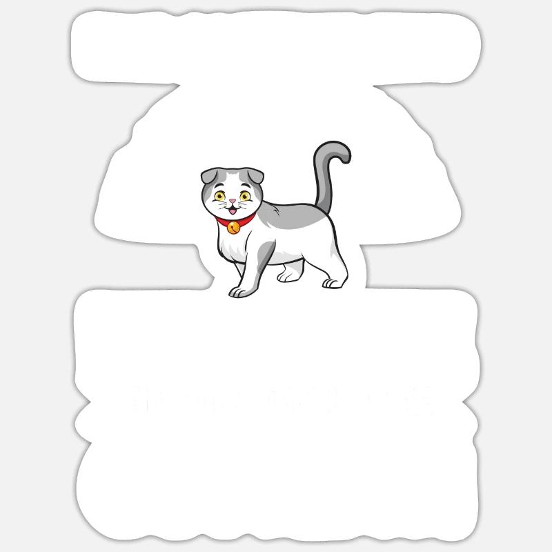 Scottish Fold Katze - Sticker Größe S (10 x 10 cm) - Mattweiß