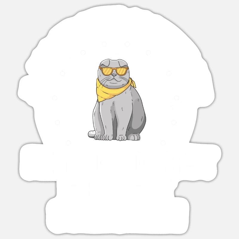 Scottish Fold Katze - Sticker Größe S (10 x 10 cm) - Mattweiß