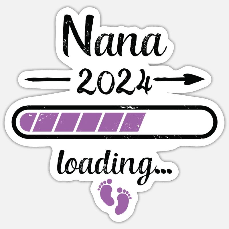 Nana 2024 Loading Schwangerschaft Großmutter - Sticker Größe S (10 x 10 cm) - Mattweiß