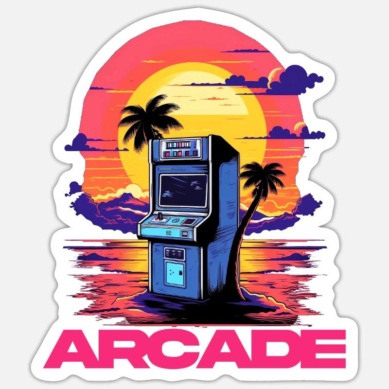 Game Over Arcade-Stil Retro Konsolen-Controller - Sticker Größe S (10 x 10 cm) - Mattweiß