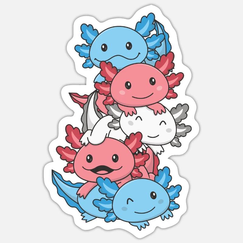 Transgender Flag Pride LGBTQ Mignon Axolotl Stack Sticker taille S (10 x 10 cm)