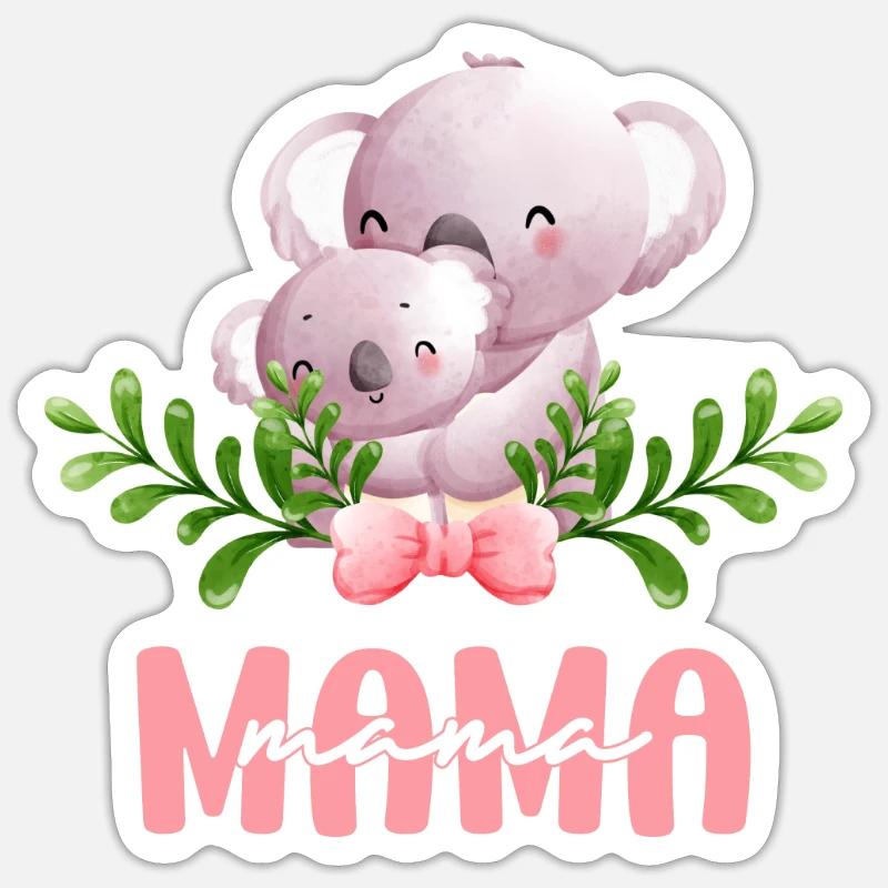 Mama Koala Mutter Kind Blumen Mutterliebe Sticker Größe S (10 x 10 cm)