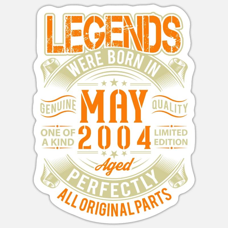 2004 Mai Birthday Legend - Sticker taille S (10 x 10 cm) - blanc mat
