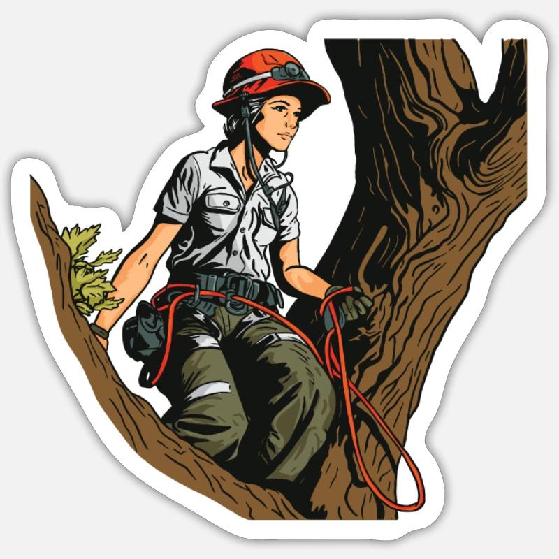 Baumpfleger Baumkletterer Arborist Baumklettern Sticker Größe S (10 x 10 cm)