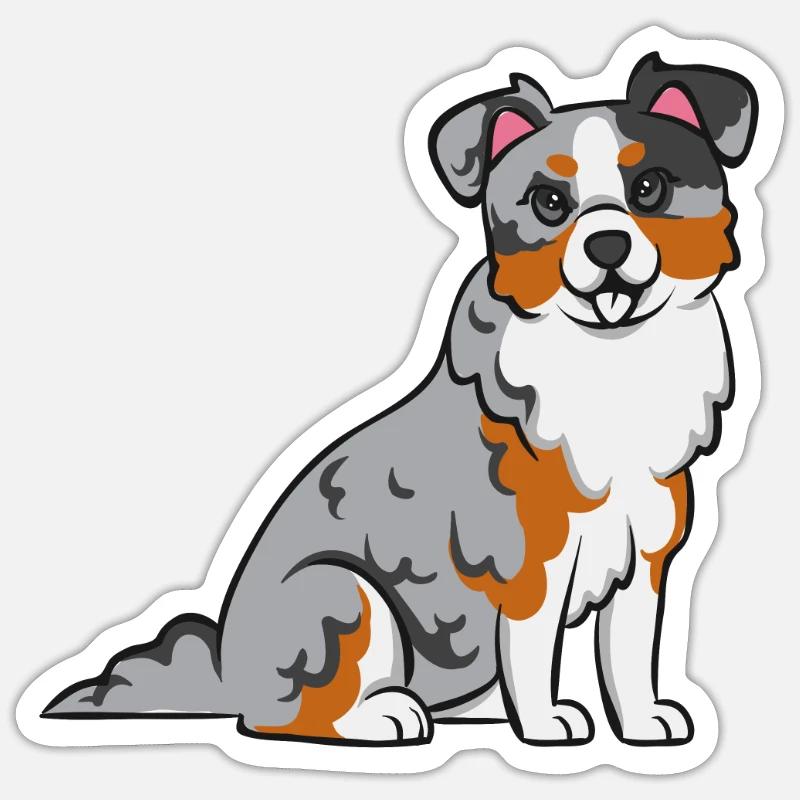 Berger australien miniature - Sticker taille S (10 x 10 cm) - blanc mat