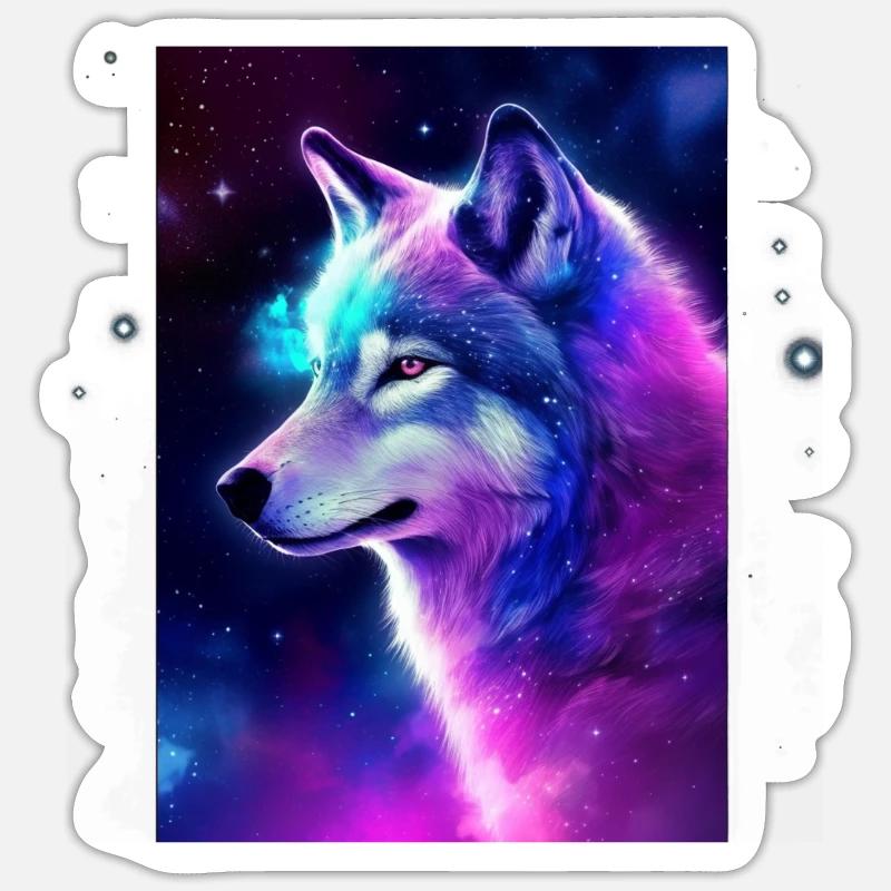 Wolf Galaxy Space Graphic Wolf Lover Sticker size S (10 x 10 cm)