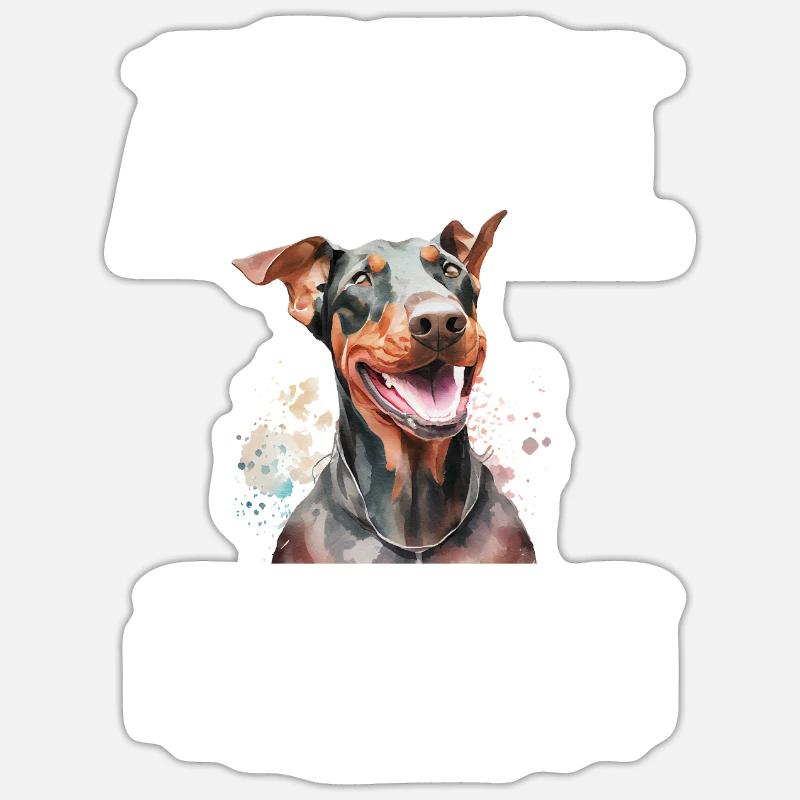 Dobermann Pinscher Hund Dobie - Sticker Größe S (10 x 10 cm) - Mattweiß
