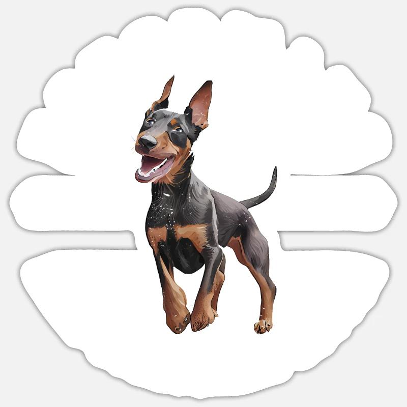 Doberman Pinscher Chien Dobie - Sticker taille S (10 x 10 cm) - blanc mat