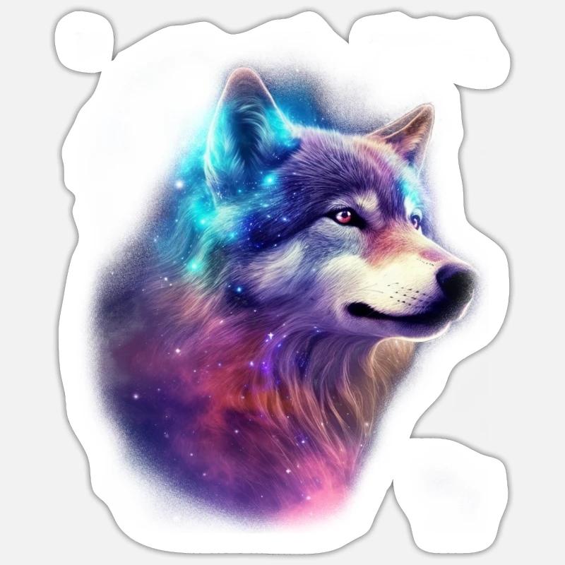 Wolf Galaxy Space Graphic Wolf Lover Sticker size S (10 x 10 cm)