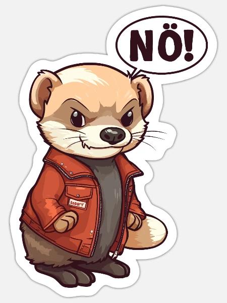 Frettchen Nö Nein - Sticker Größe S (10 x 10 cm) - Mattweiß