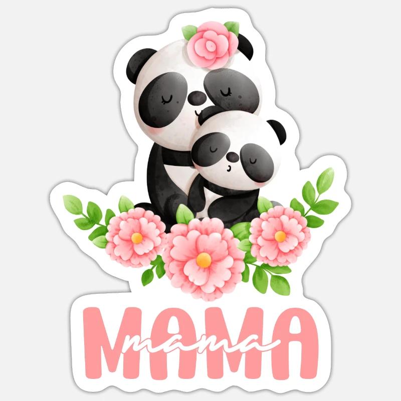Panda Mama Mom Mutter Muttertag Geschenkidee Sticker Größe S (10 x 10 cm)
