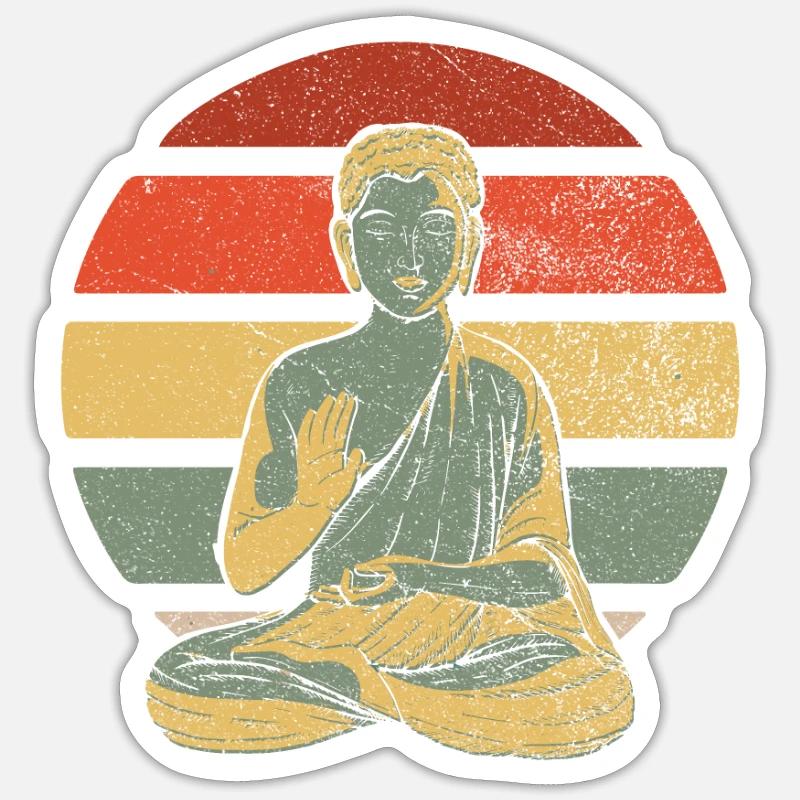 Bouddha bouddhiste Bouddha Zen Bouddha - Sticker taille S (10 x 10 cm) - blanc mat