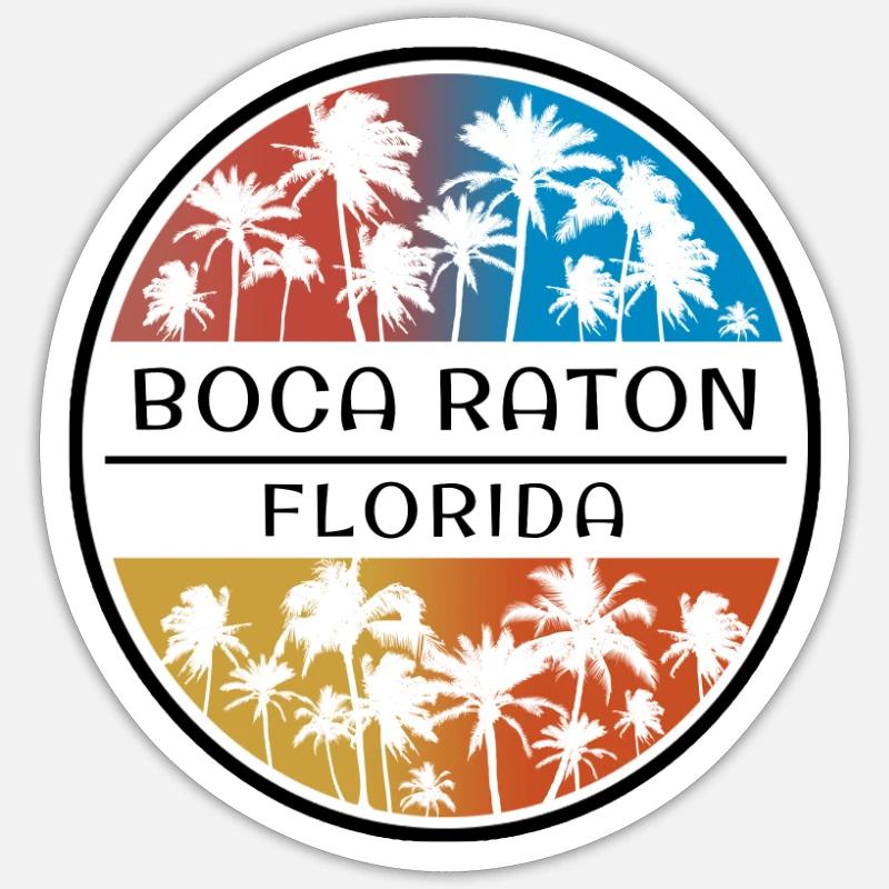 Boca Raton Florida Palm Tree Stylish Vacation Sticker size S (10 x 10 cm)